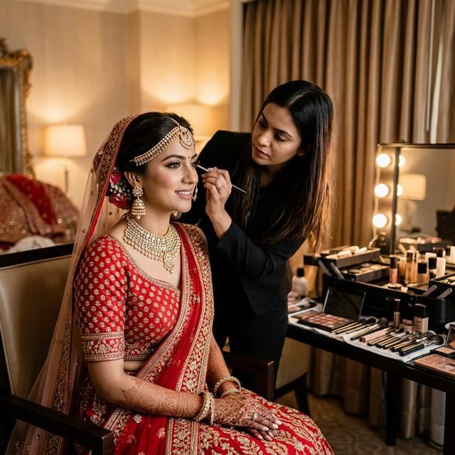 Bridal makeup and henna artist services for Dubai brides at home